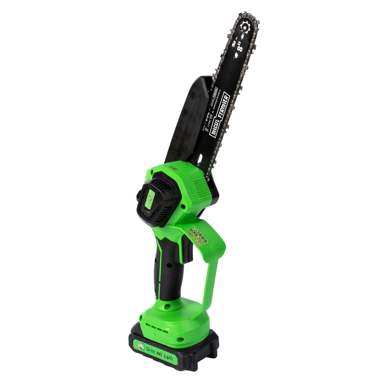 Mini drujba pe acumulator, Micul Fermier, 20V, cu doua lame 6'' si 8'', doua lanturi - imagine 3
