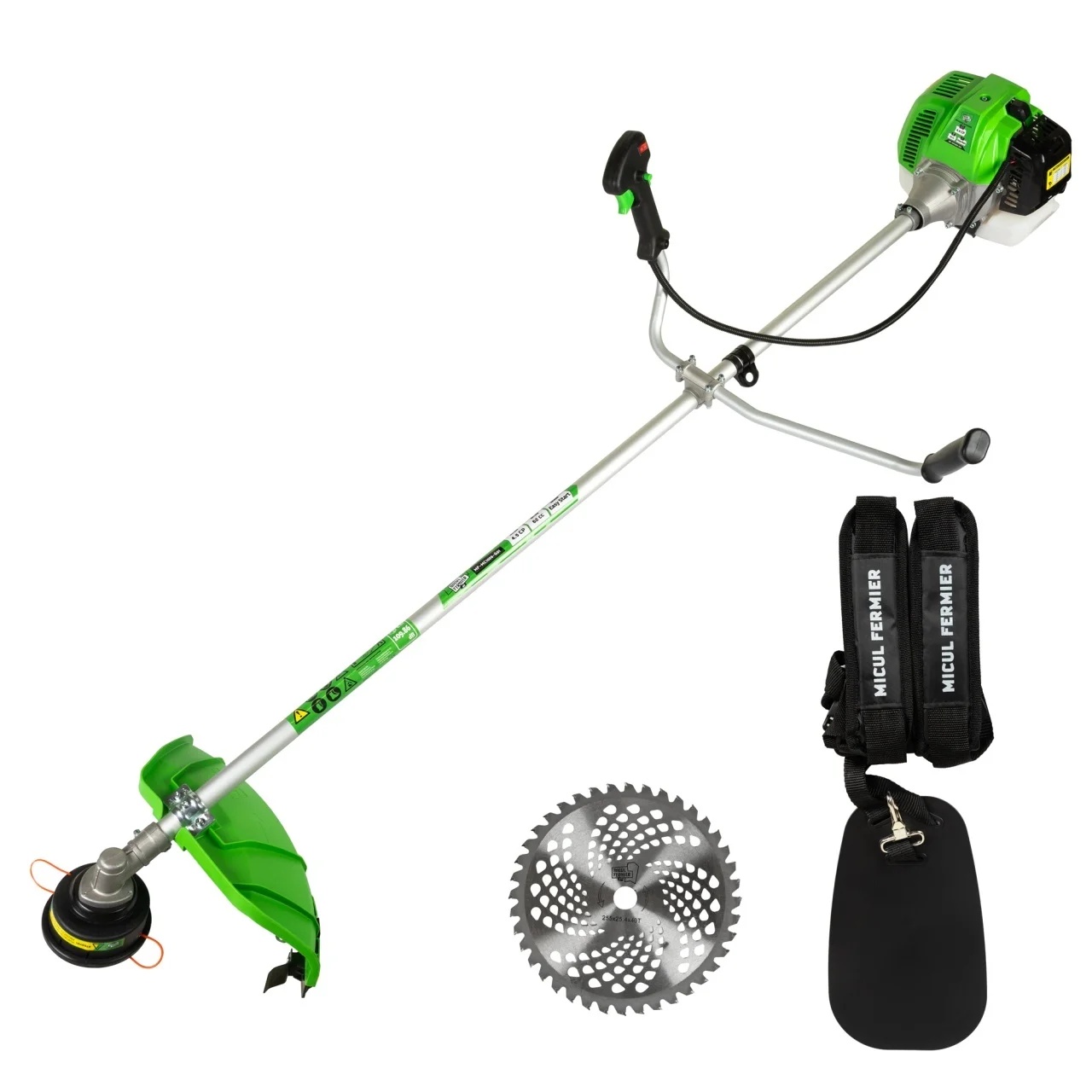 Motocoasa Micul Fermier MF-MC1006-G01, 4.5CP, 62CC, Benzina 2 Timpi, Pornire Rapida, Teava 28Mm, 3 Accesorii