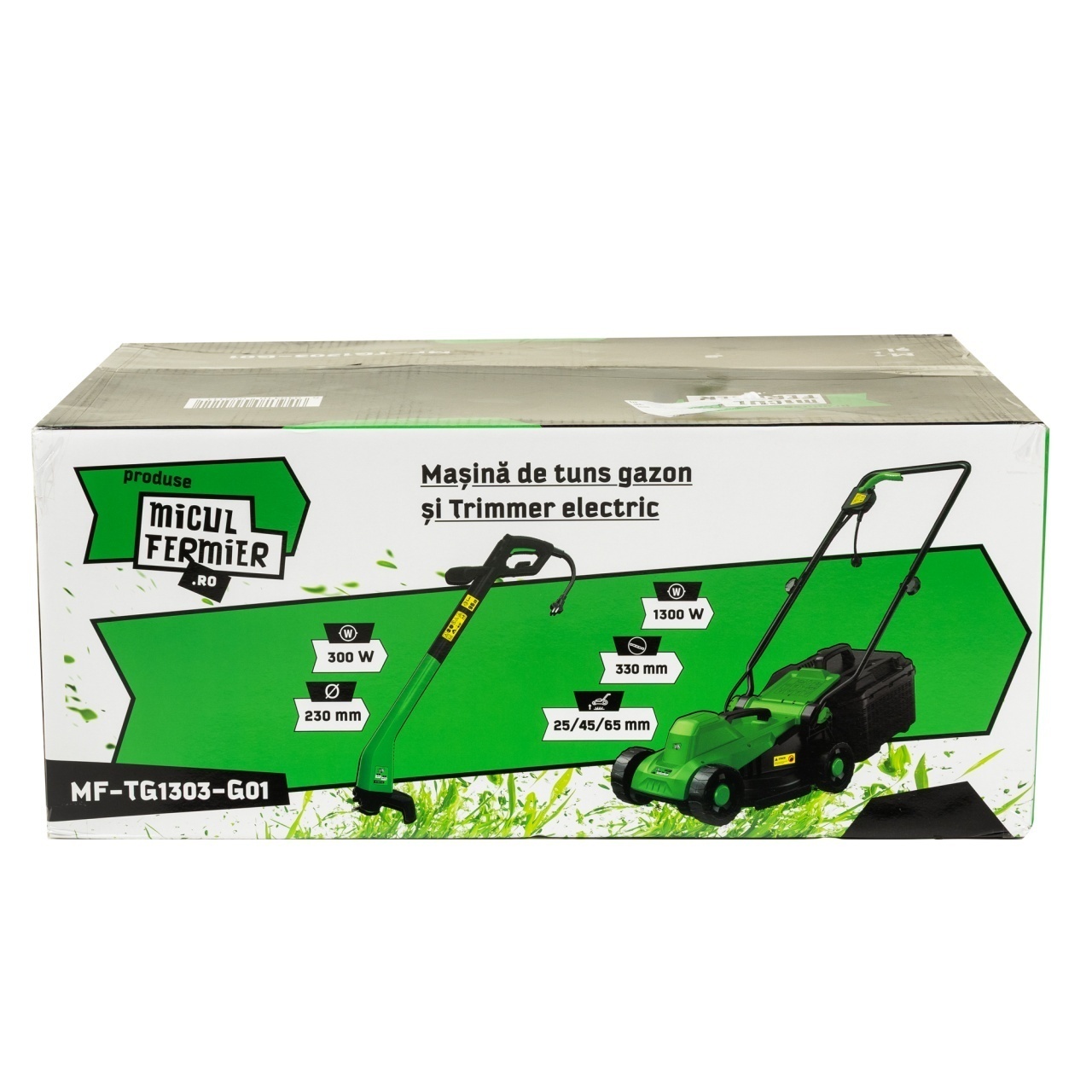 Pachet Masina De Tuns Gazon 1.3KW Si Trimmer Electric 0.3KW Micul Fermier MF-TG1303-G01