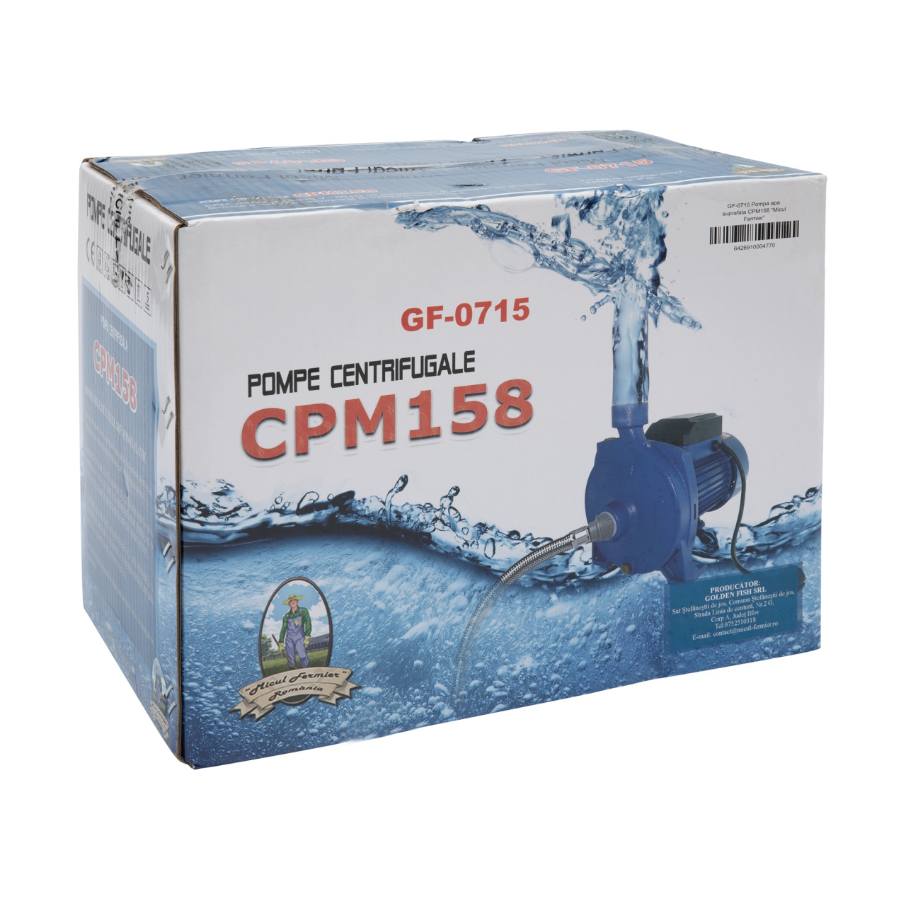Pompa de suprafata Micul Fermier, 0.75 kW, debit maxim 6600 l/h, inaltime maxima de pompare 30m, corp pompa fonta - imagine 2