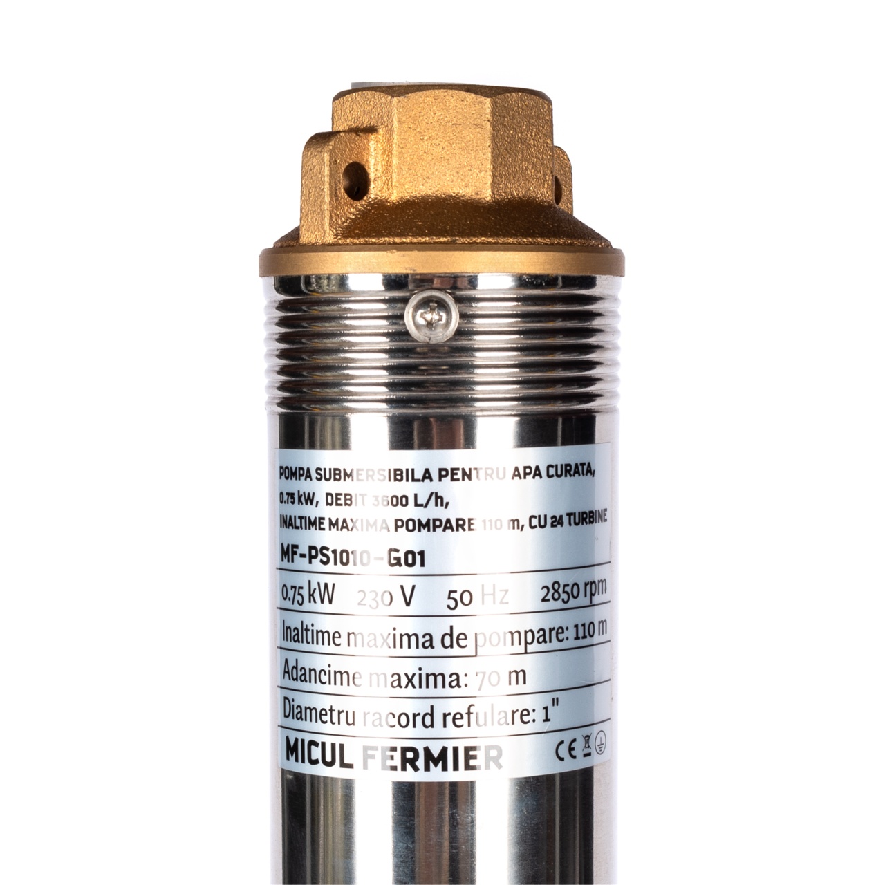 Pompa submersibila pentru apa curata Micul Fermier, 0.75KW, debit 3600l/h, inaltime maxima pompare 110m, 24 turbine [4]