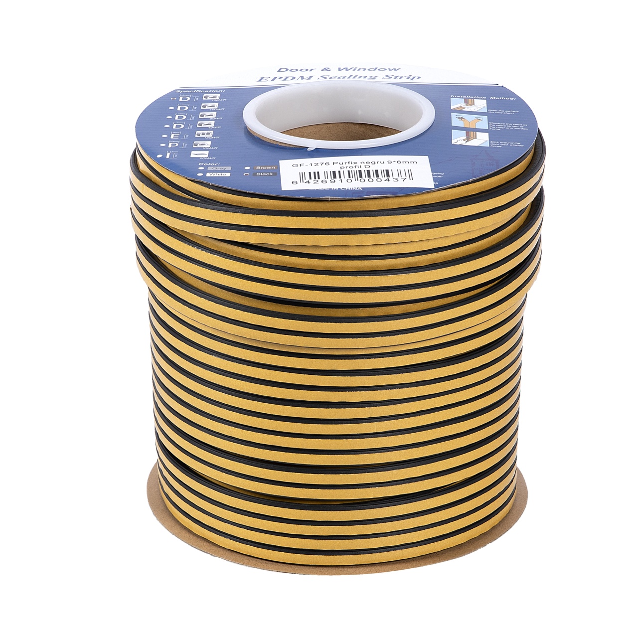 Fara categoriee - Banda Etansare Purfix 9*6MM profil D NEGRU