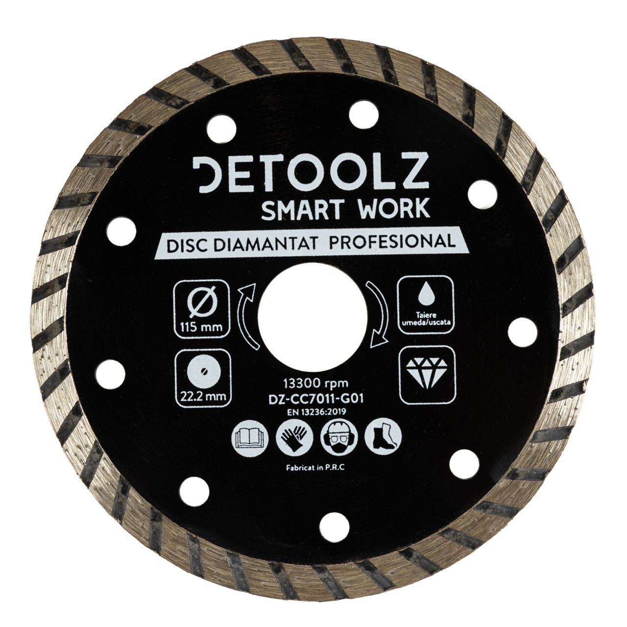 Polizoare - Disc diamantat turbo Detoolz 115x22.2mm, taiere umeda/uscata