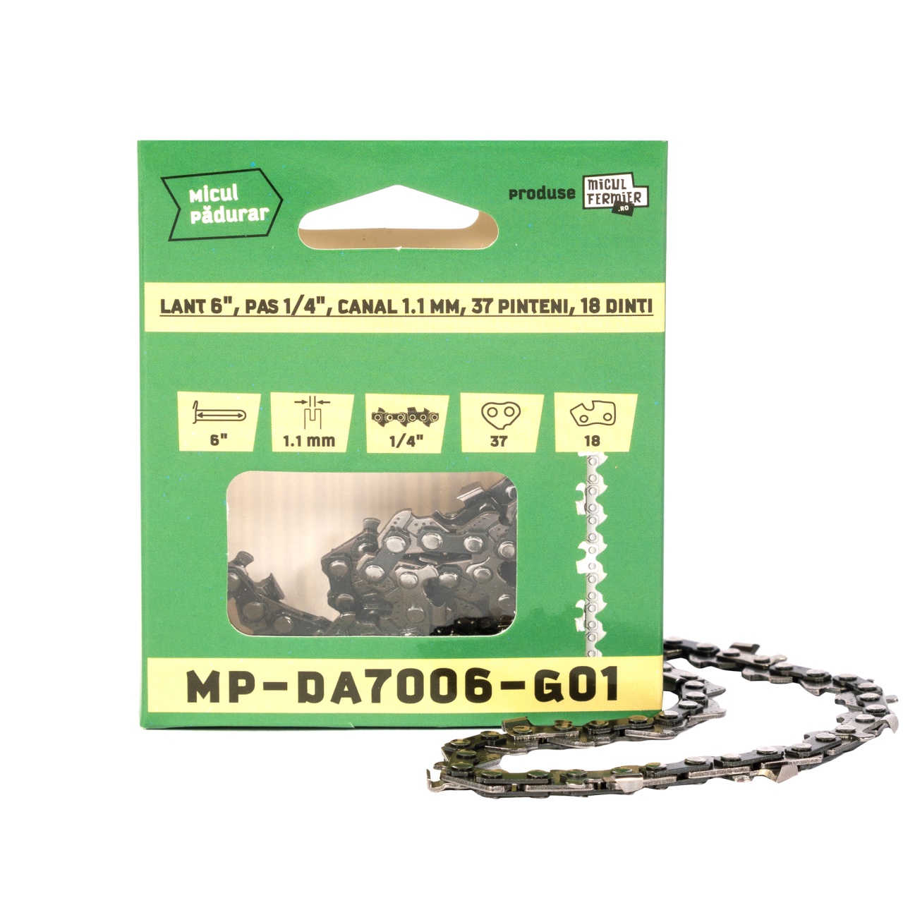 Drujbe si accesorii - Lant drujba Micul Padurar, lungime 6'', pas 1/4'', grosime 1.1mm, 37 pinteni, 18 dinti, semi-chisel