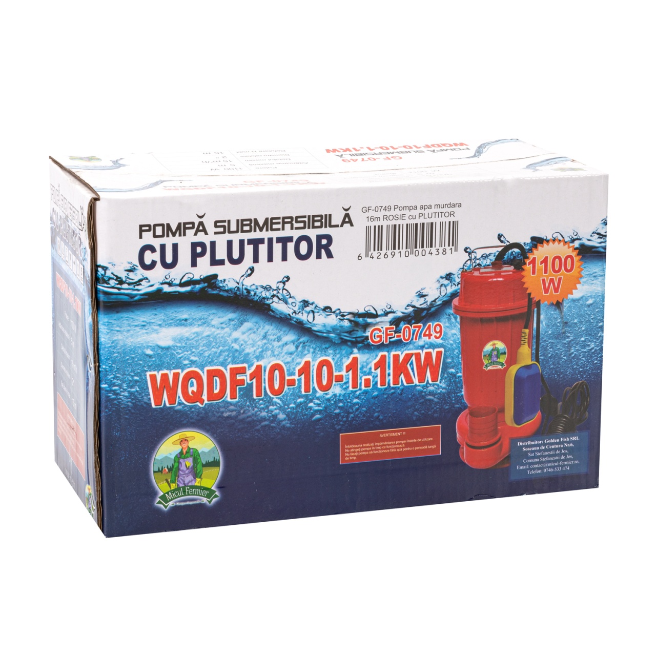 Pompa apa murdara Micul Fermier, 1.1 kW, debit maxim 15000 l/h, inaltime maxima de pompare 15 m, corp pompa fonta, cu plutitor - imagine 2