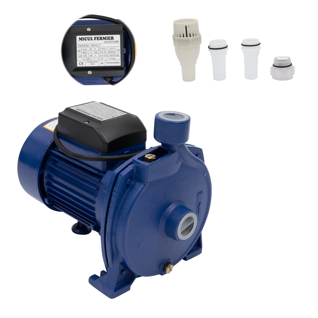 Pompa de suprafata Micul Fermier, 0.75 kW, debit maxim 6600 l/h, inaltime maxima de pompare 30m, corp pompa fonta - imagine 3