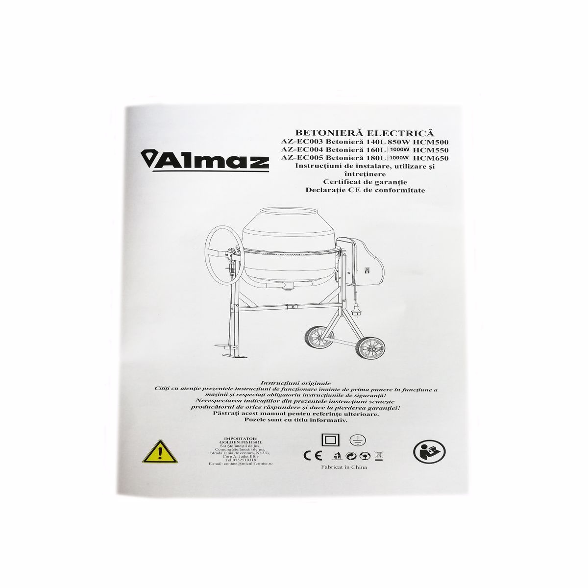 Betoniera 140L 850W HCM500 Almaz AZ-EC003
