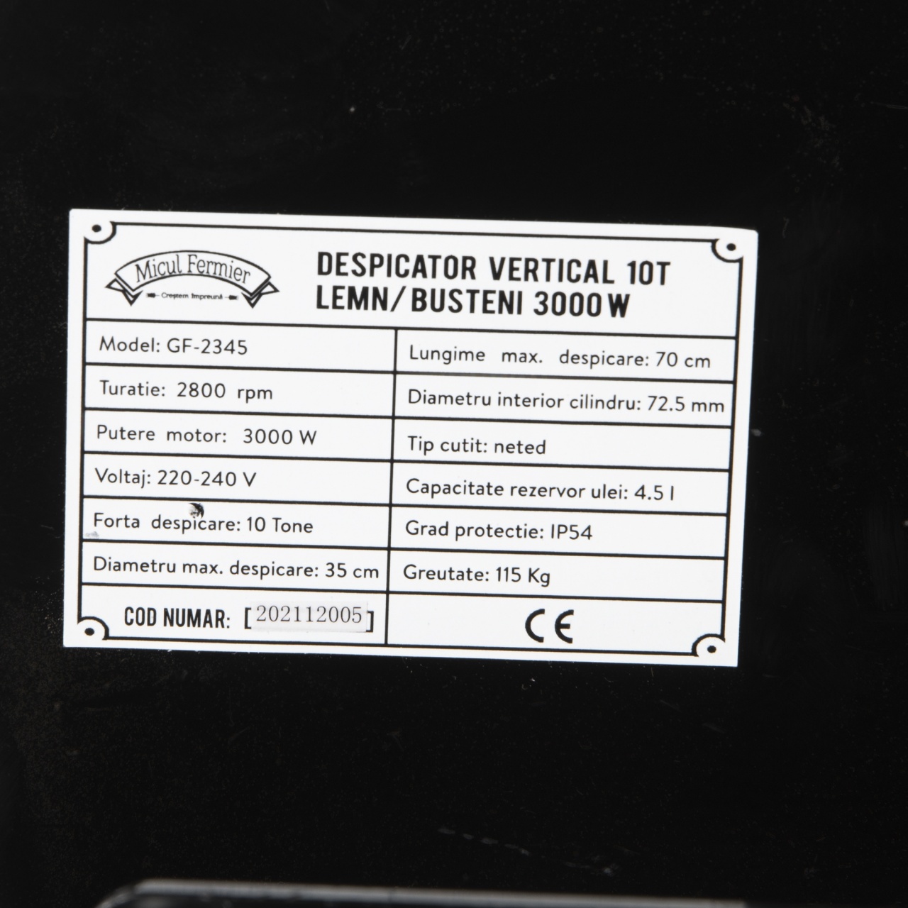 Despicator vertical 10T lemn/busteni 3000W [1]