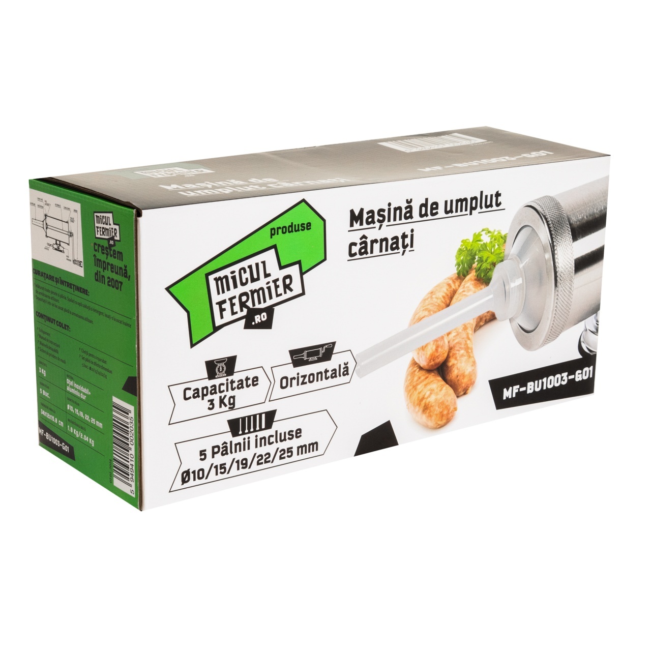 Masina De Carnati Micul Fermier MF-BU1003-G01, 3 Kg, Orizontala Cu 5 Palnii