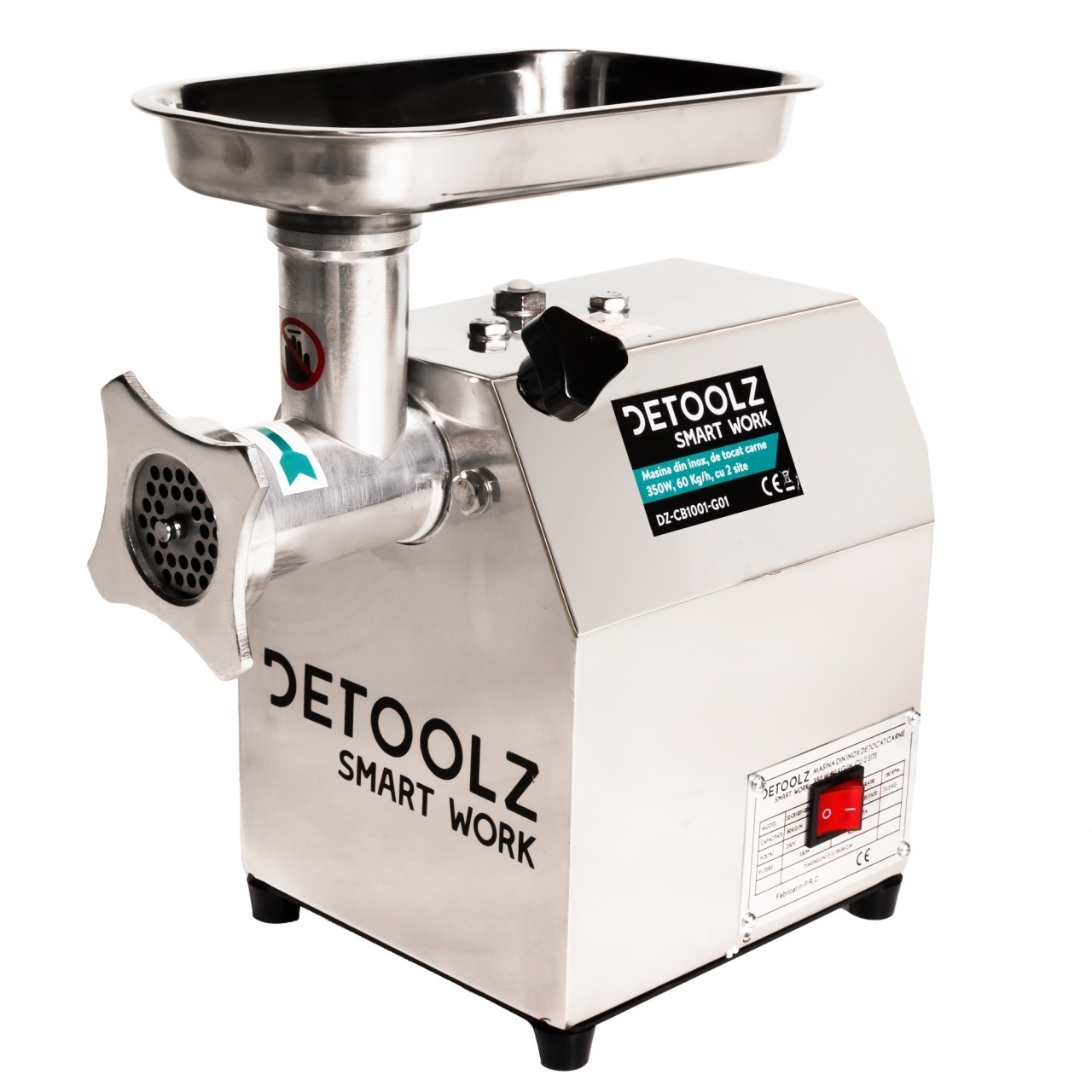 Masina De Tocat Carne Detoolz DZ-CB1001-G01, 350W, 60 Kg/h Inox Cu 2 Site