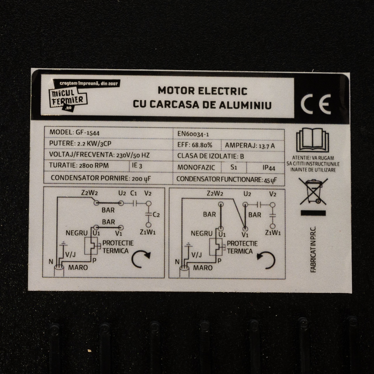 Motor electric Micul Fermier 2.2KW, 2800 rpm, carcasa aluminiu - imagine 3