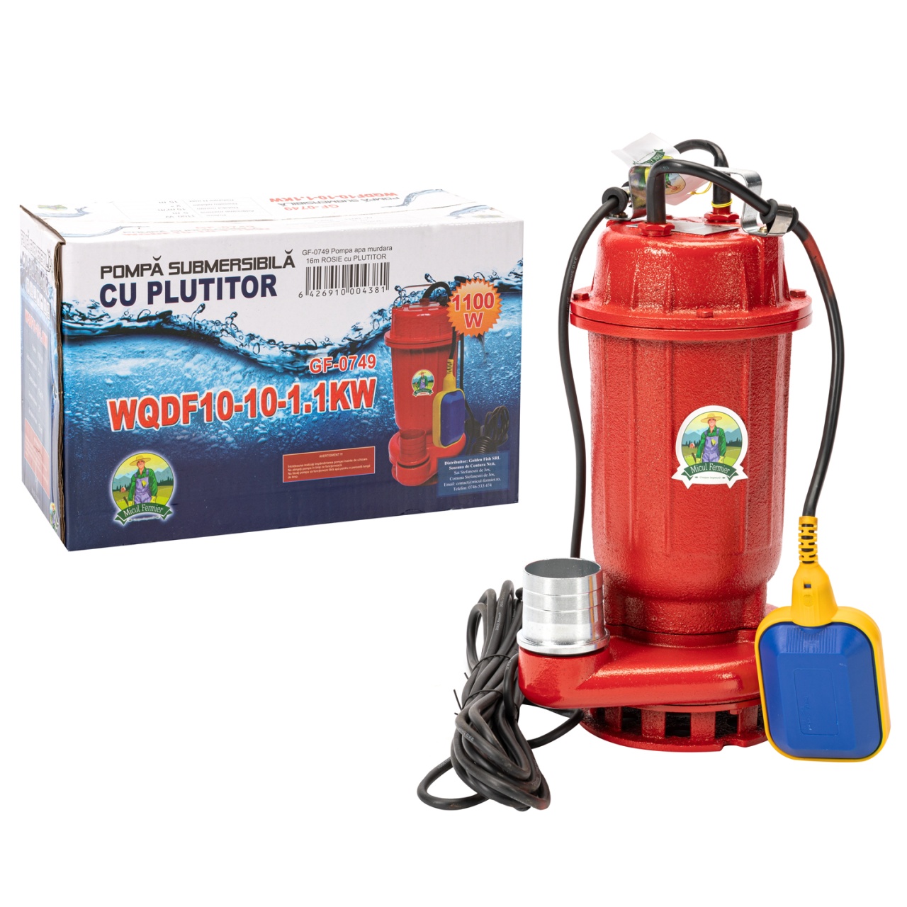 Pompa apa murdara Micul Fermier, 1.1 kW, debit maxim 15000 l/h, inaltime maxima de pompare 15 m, corp pompa fonta, cu plutitor - imagine 3
