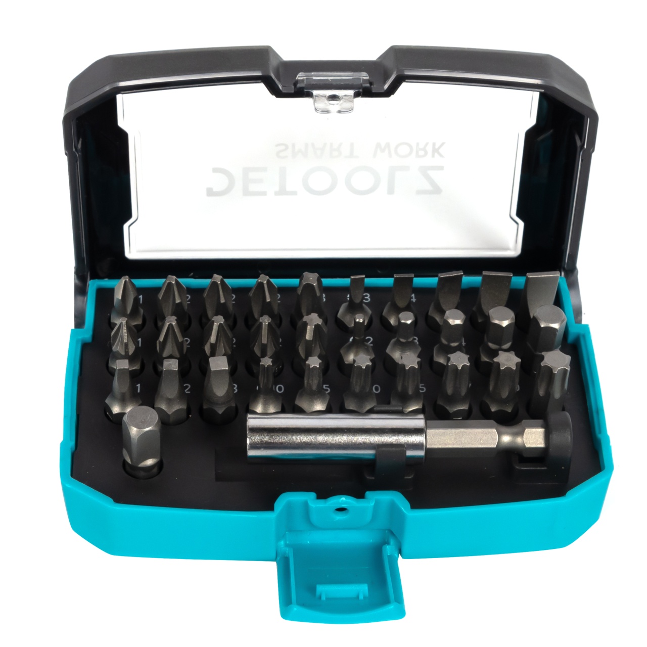  Autofiletante si bormasini - Set biti Detoolz, 32 de piese, cu prelungitor magnetic, material Cr-V