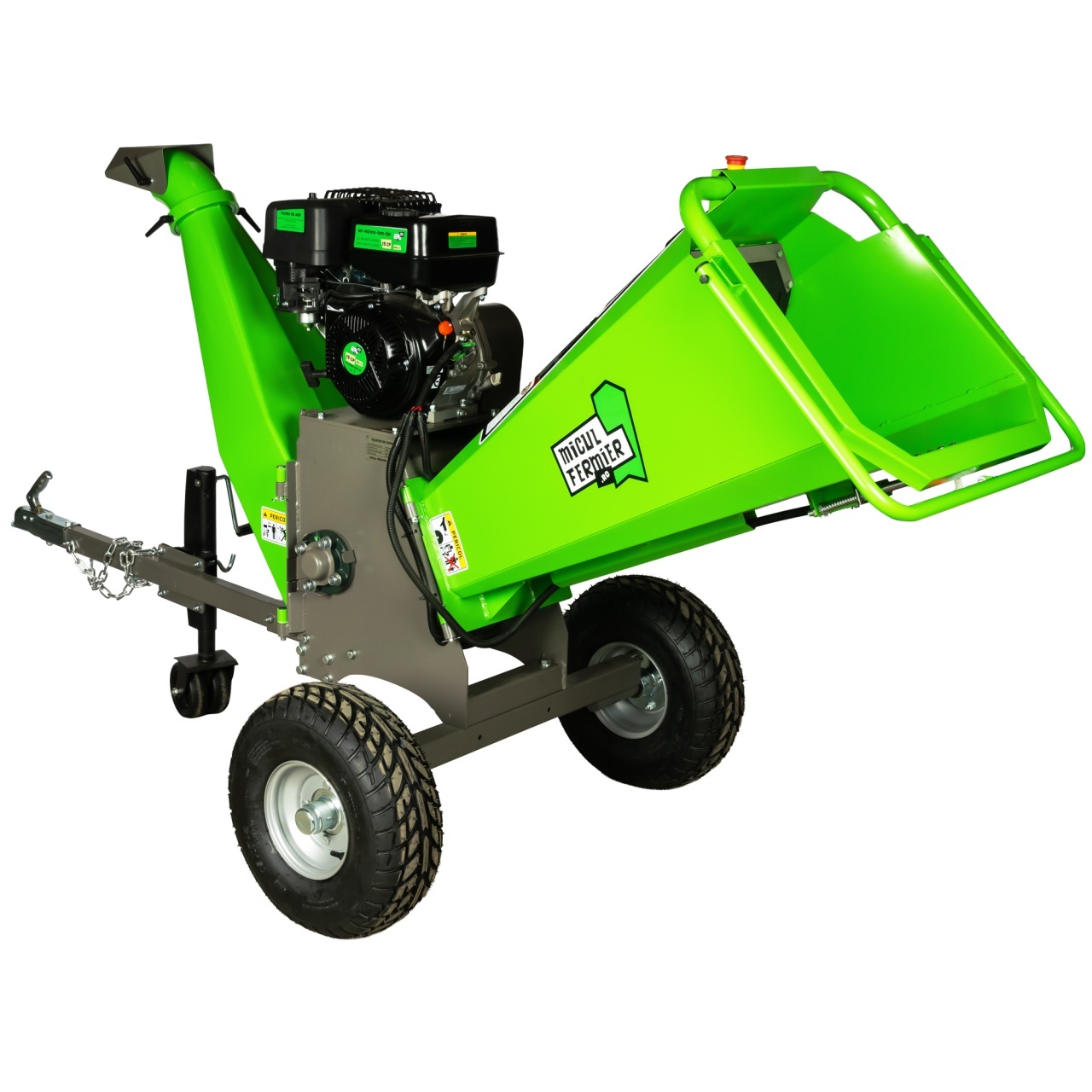Tocatori de crengi - Tocator de crengi Micul Fermier, motor benzina 15 CP, cu carlig de remorcare, 150 mm diametru maxim de taiere, pentru rumegus