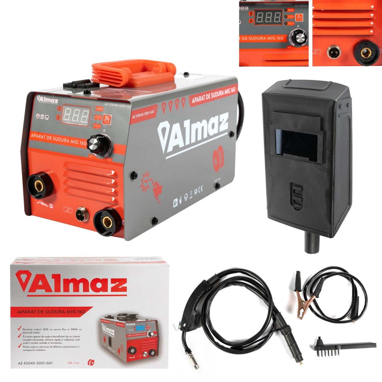 Aparate de sudura - Aparat sudura Almaz, MMA+FCAW(doar sudura sarma flux), intensitate maxima 160A, afisaj digital