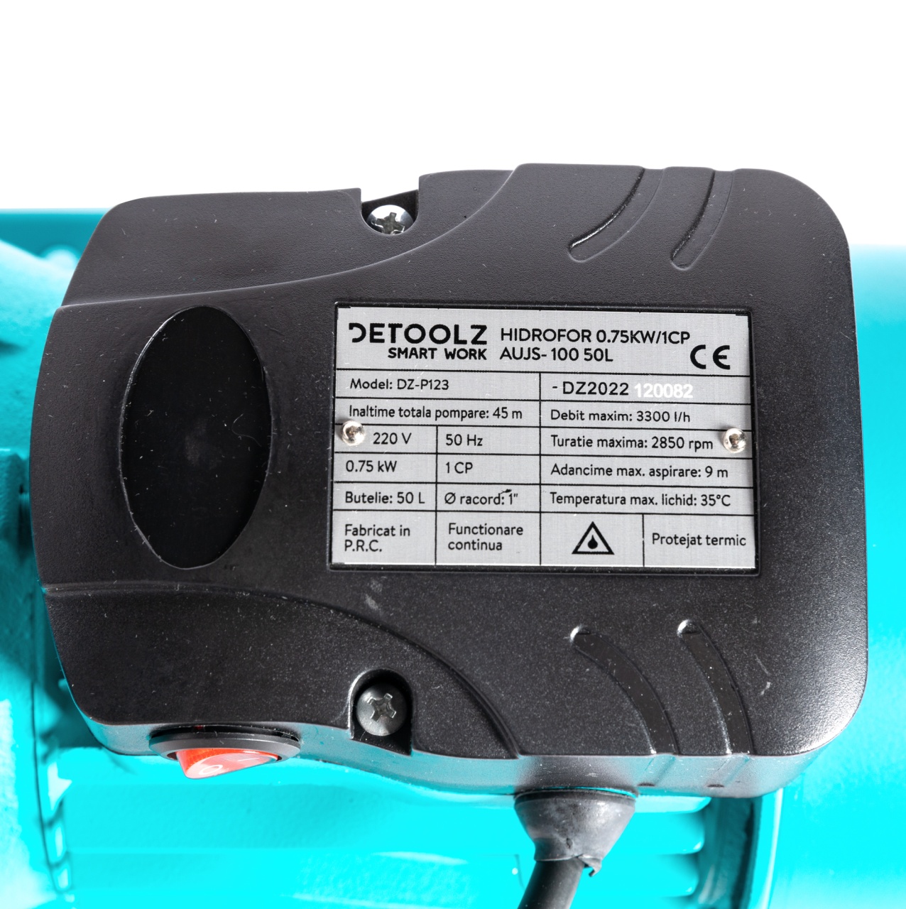 Hidrofor Detoolz 0.75 kW, debit 3300l/h, inaltime de pompare 45m, carcasa pompa inox, volum butelie 50 litri [5]