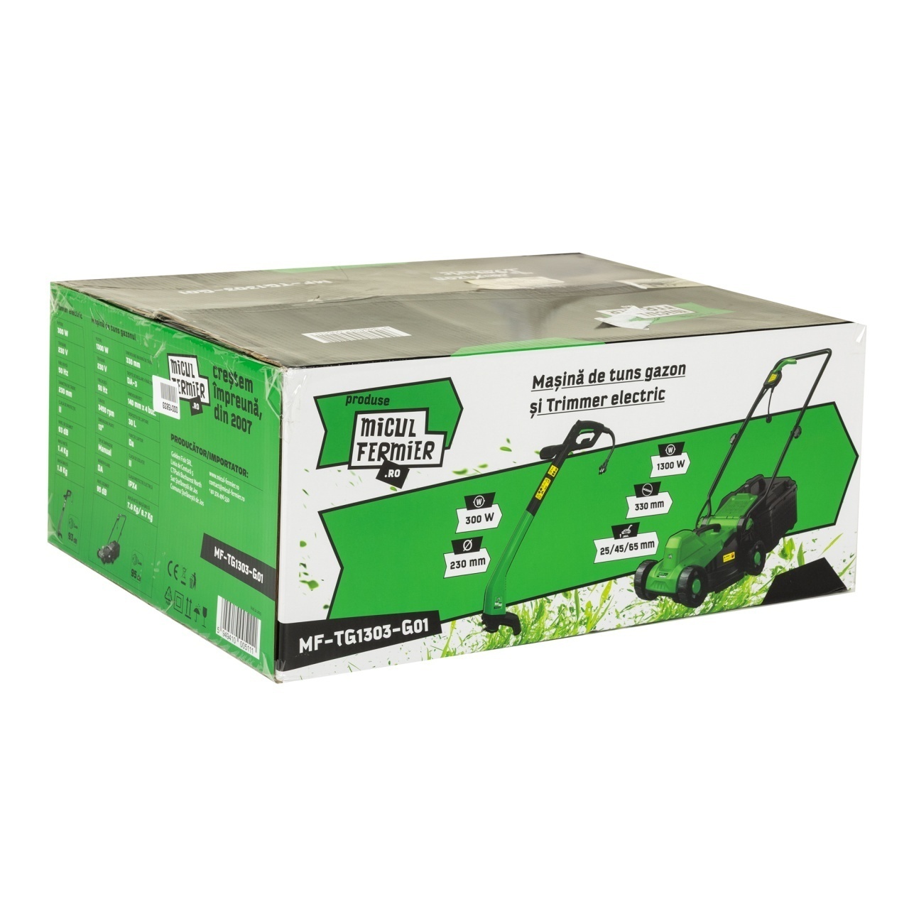 Pachet Masina De Tuns Gazon 1.3KW Si Trimmer Electric 0.3KW Micul Fermier MF-TG1303-G01