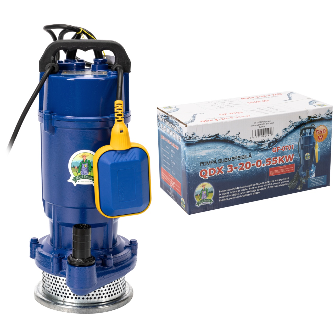 Pompa evacuare Micul Fermier, 0.55 kW, debit maxim 3900 l/h, inaltime maxima de pompare 20m, corp pompa fonta, cu plutitor - imagine 3
