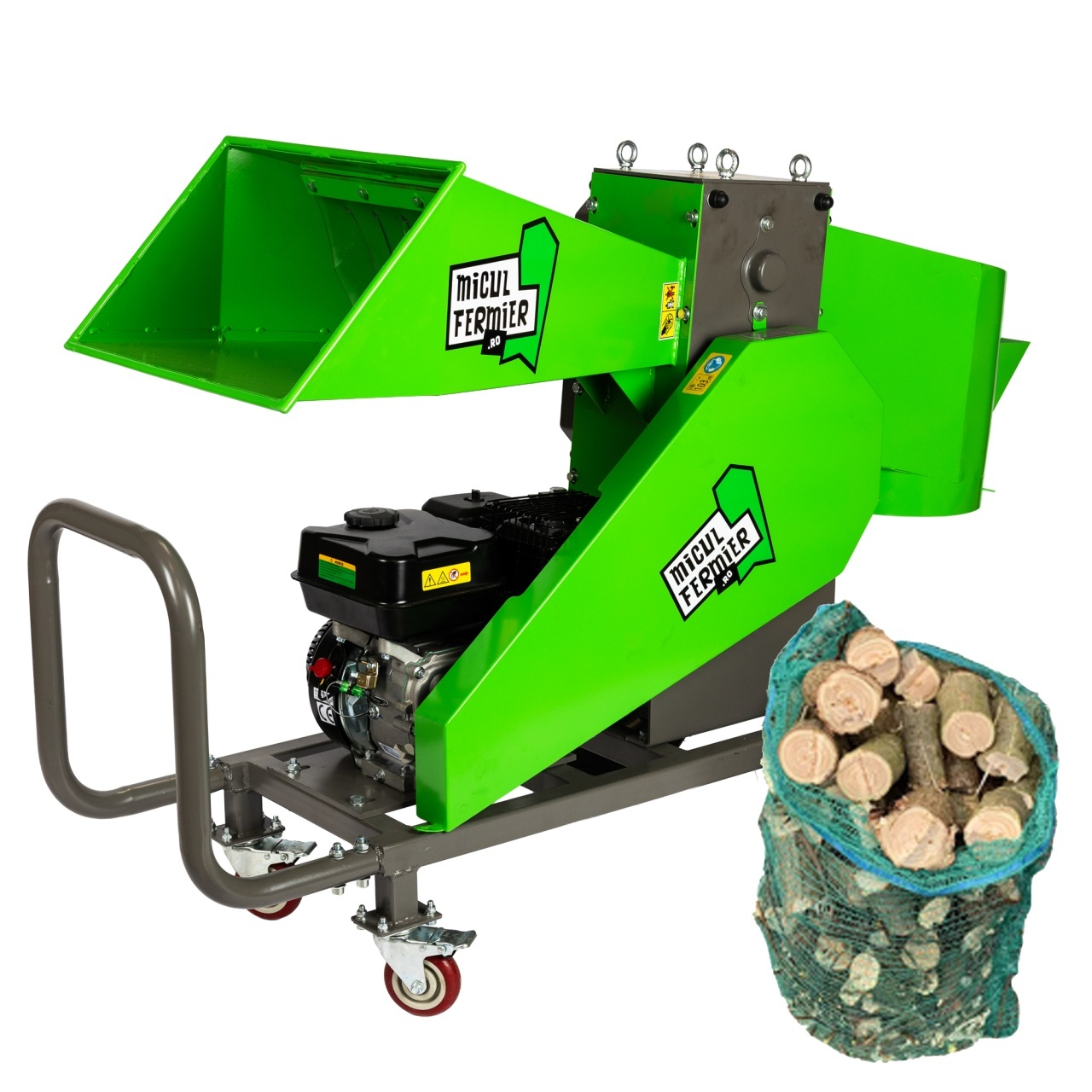 Tocator de crengi Micul Fermier, motor benzina 7CP, 80mm diametru maxim de taiere, pentru brichete