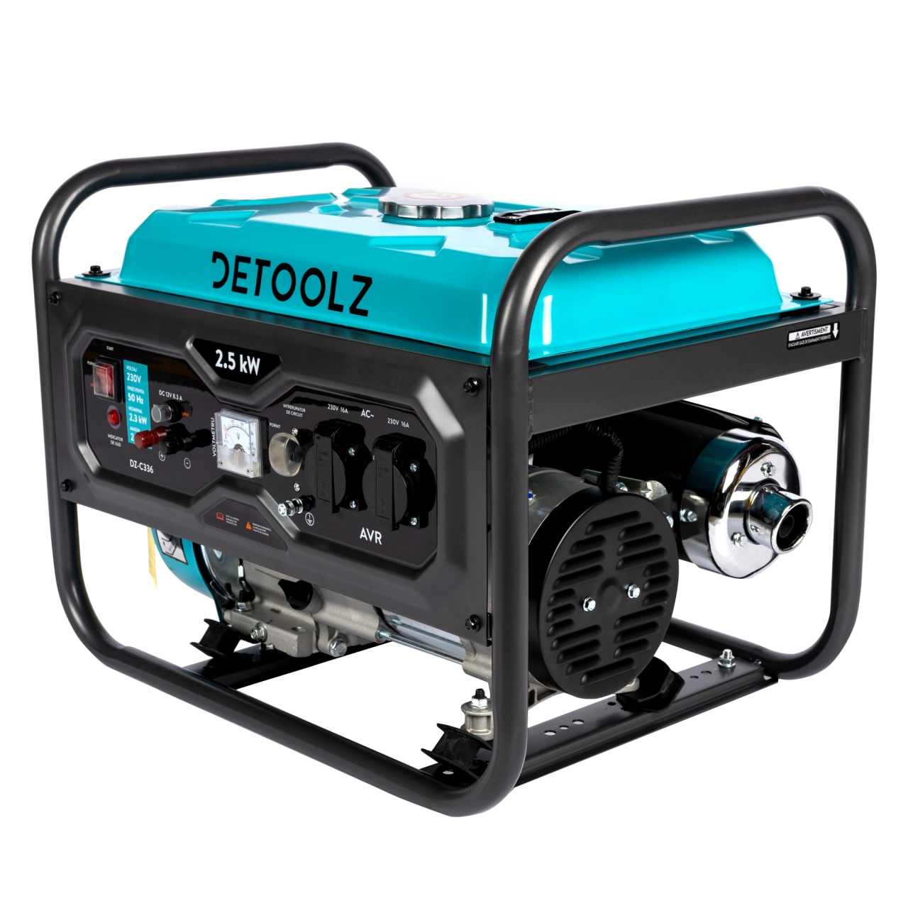 Generator Detoolz 2.5kW 2 prize 230V benzina, 4T, pornire manuala 15L fara roti G01 [1]