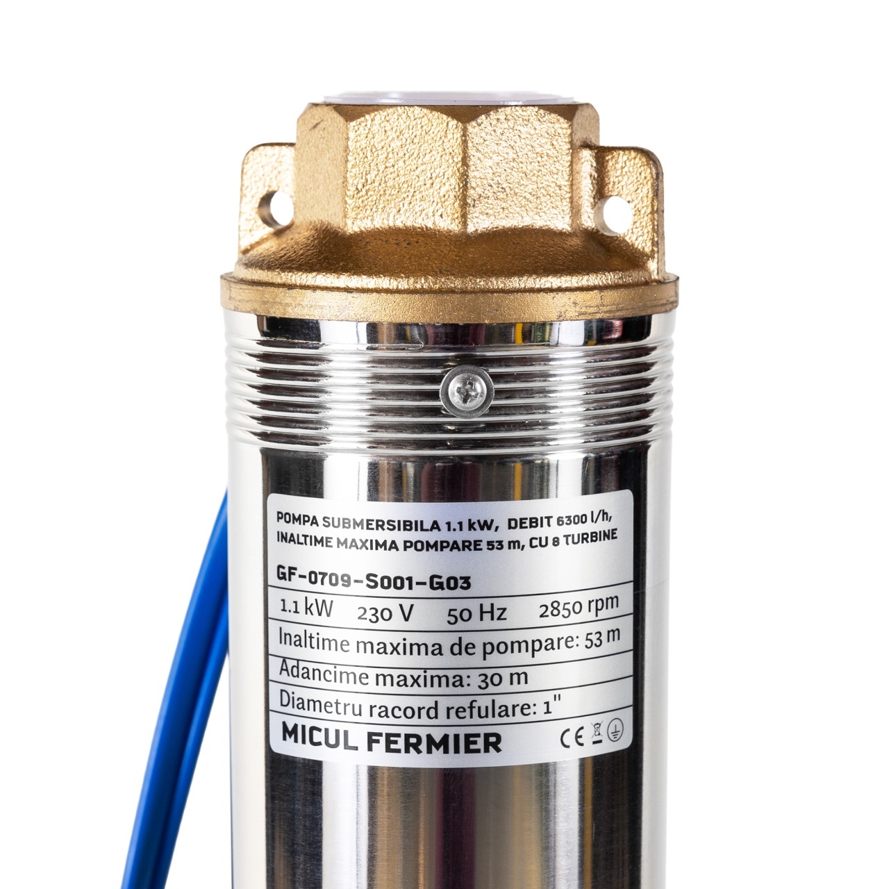 Pompa submersibila Micul Fermier, pentru apa curata, 1.1 kW, debit 6300 l/h, inaltime maxima pompare 53 m, 8 turbine [2]