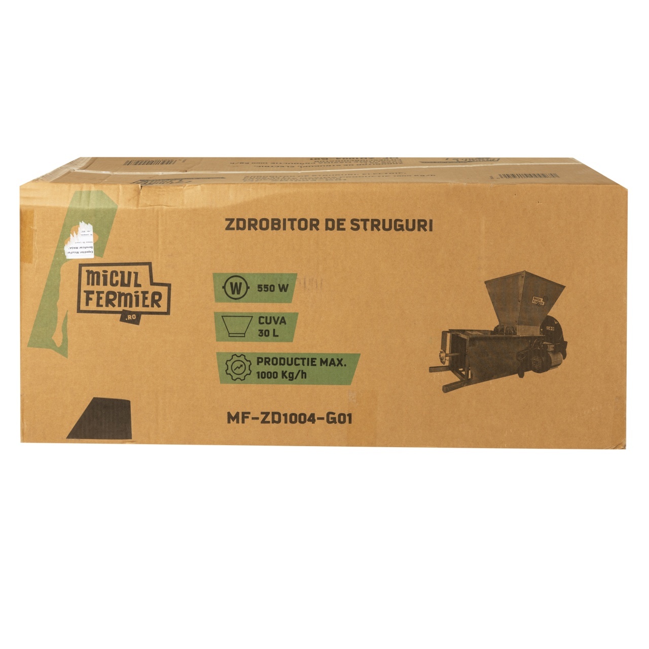 Zdrobitor Struguri Electric 0.55KW Micul Fermier MF-ZD1004-G01, Cuva 30L, Capacitate Maxima De Productie 1000 Kg/h