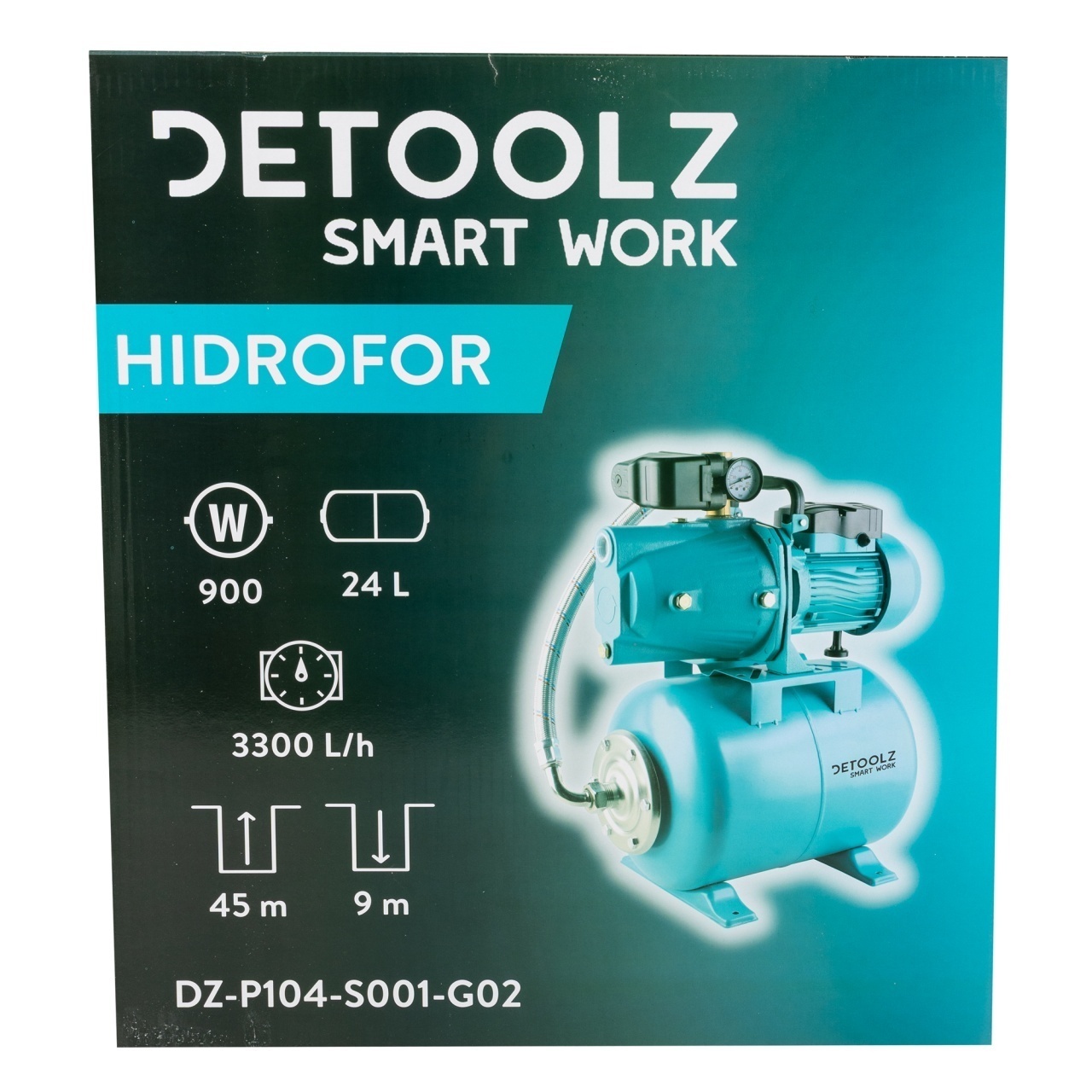 Hidrofor 0.9 KW Detoolz DZ-P104-S001-G02, Debit Maxim 3300L/h, Inaltime Maxima Pompare 45M, Corp Pompa Fonta