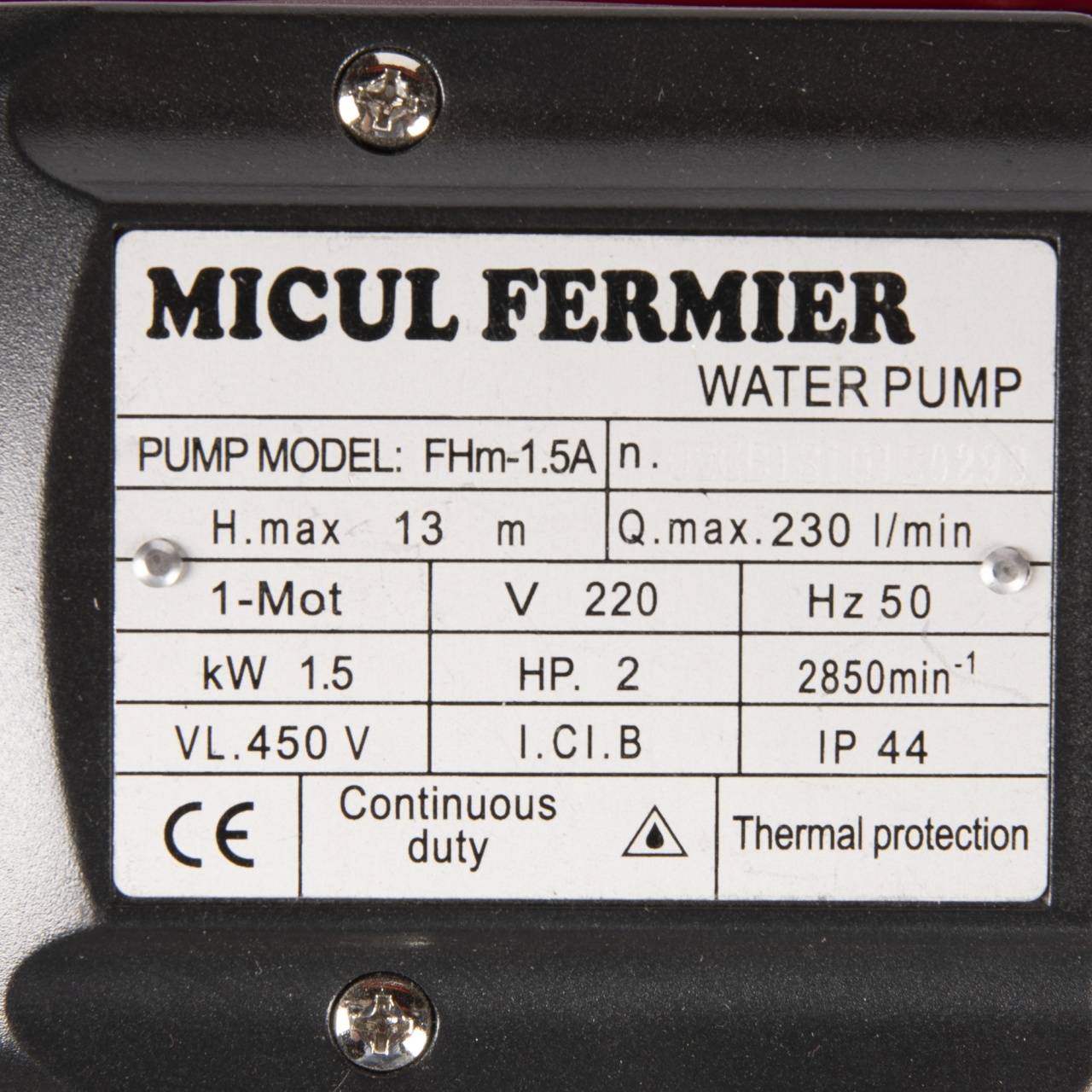 Pompa de suprafata Micul Fermier, 1.5 kW, debit maxim 12000 l/h, inaltime maxima de pompare 13m, corp pompa fonta - imagine 2