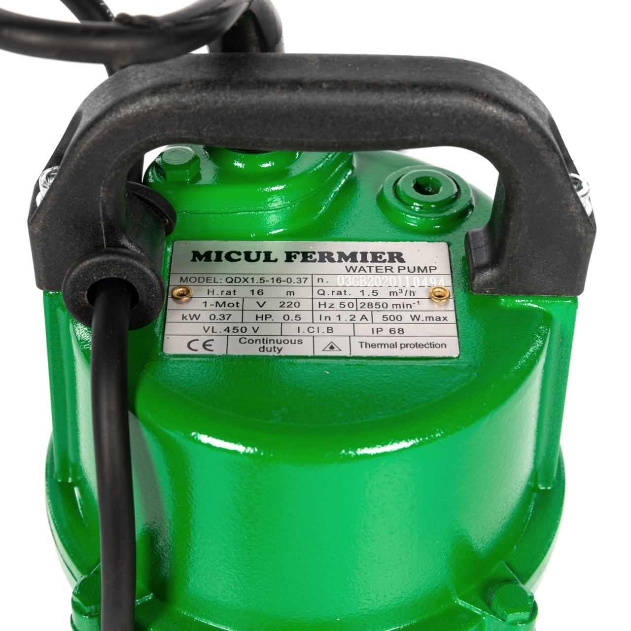 Pompa submersibila Micul Fermier, 0.37 kW, debit maxim 3900 l/h, inaltime maxima de pompare 16m, corp pompa fonta - imagine 3