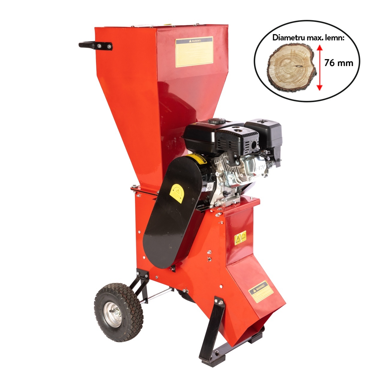 Tocator pentru crengi Micul Fermier, Ø76mm, motor benzina 6.5CP pentru rumegus