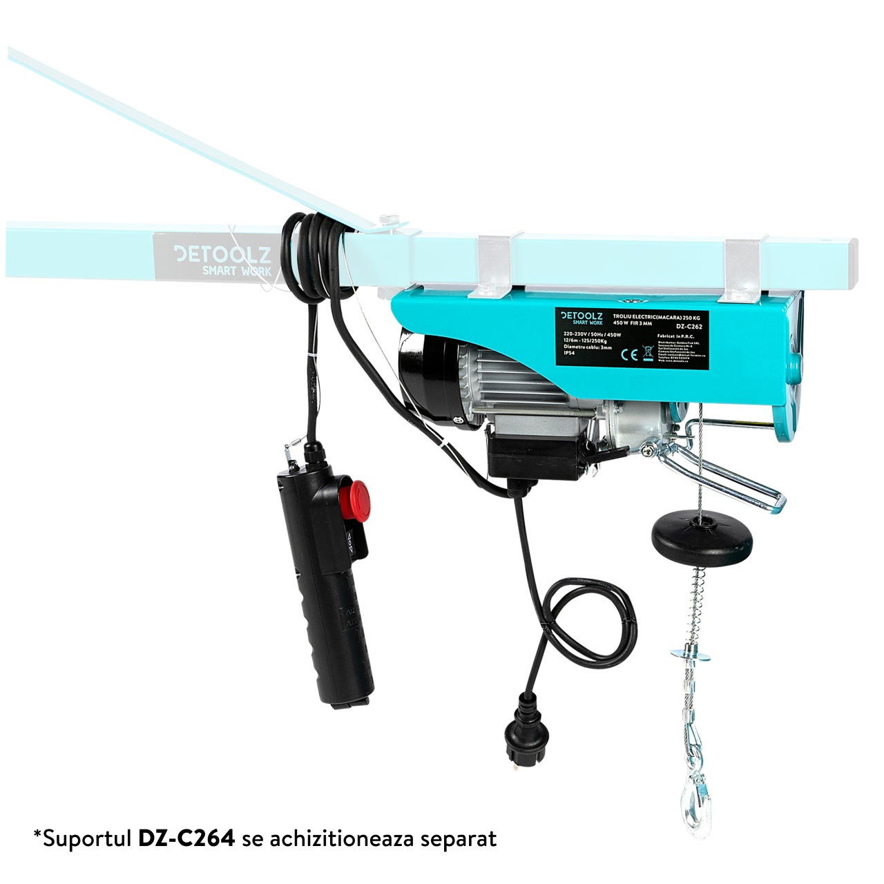 Constructii  - Troliu electric (macara) 250kg 450W fir 3mm