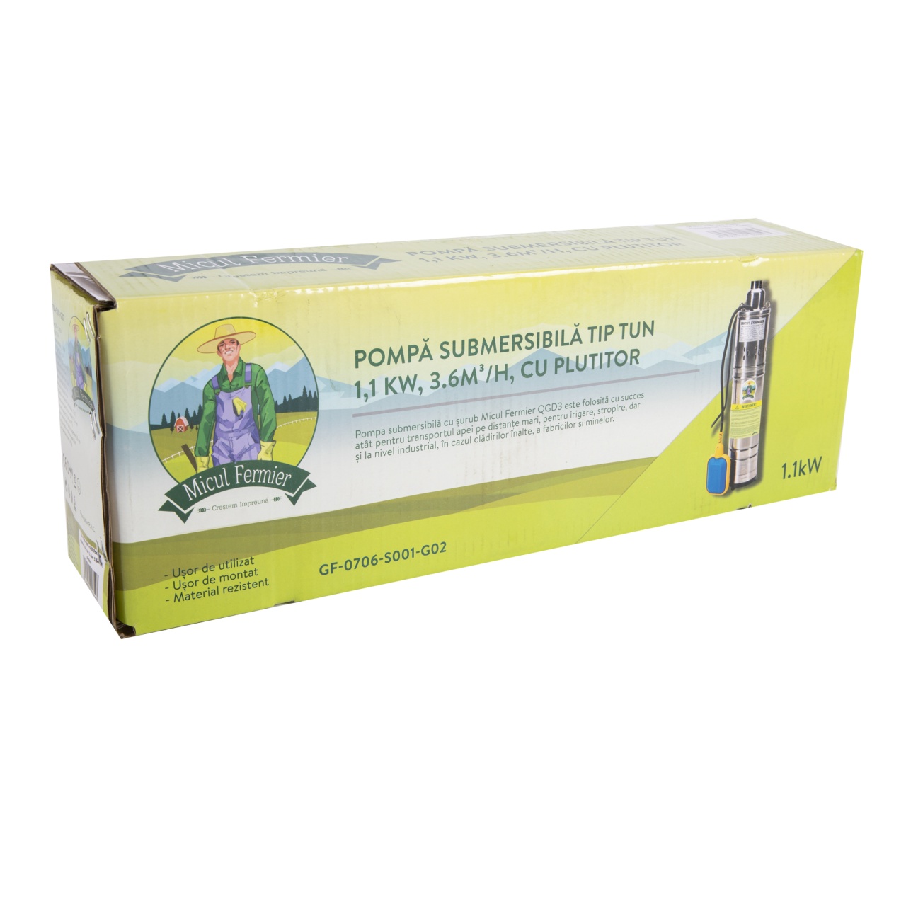 Pompa submersibila Micul Fermier, 1.1 kW, debit maxim 3600 l/h, inaltime maxima de pompare 80m, cu snec si plutitor - imagine 3