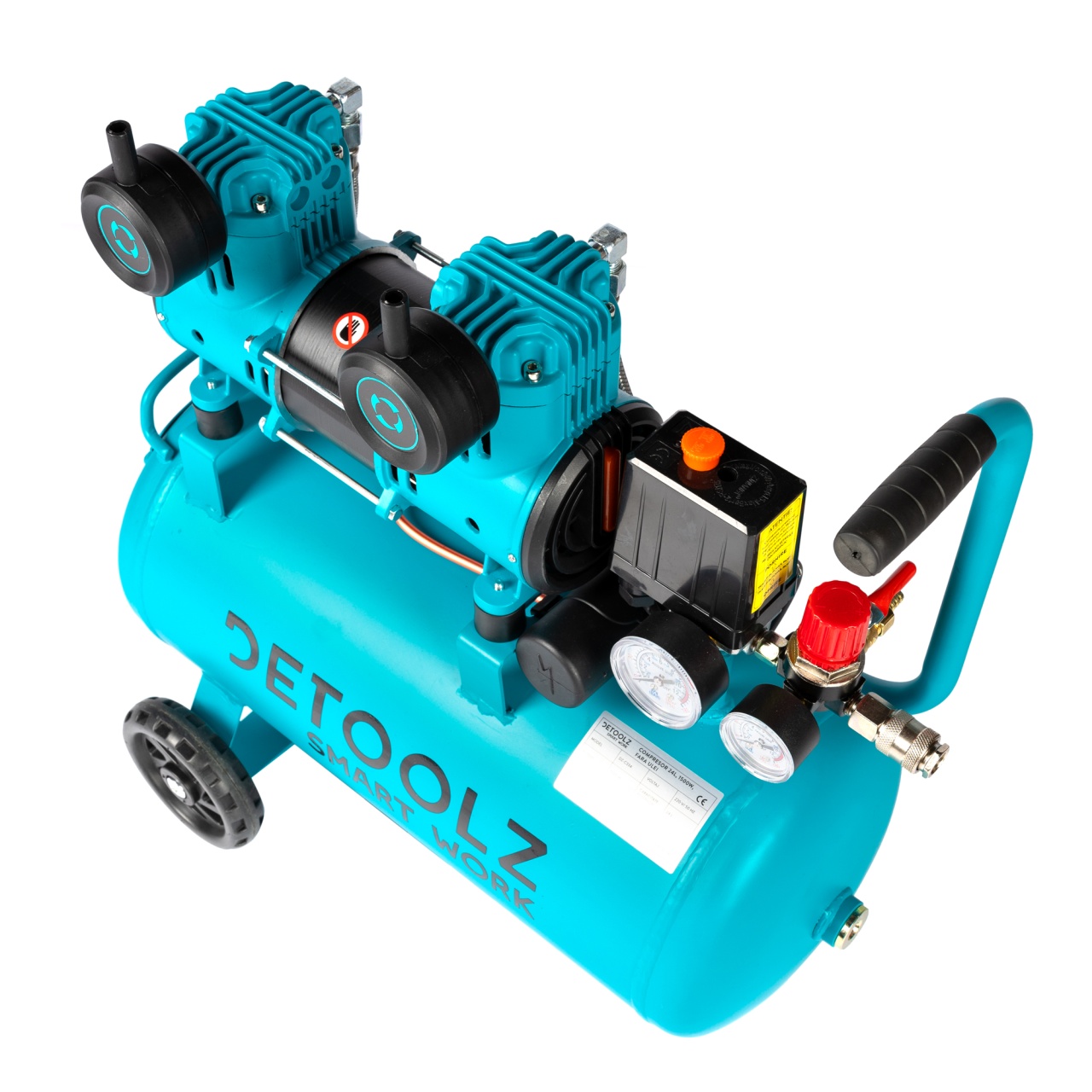 Compresor Detoolz 24L fara ulei, 1500 W, debit 154L/min, 8 bar, 2 prize de aer [8]