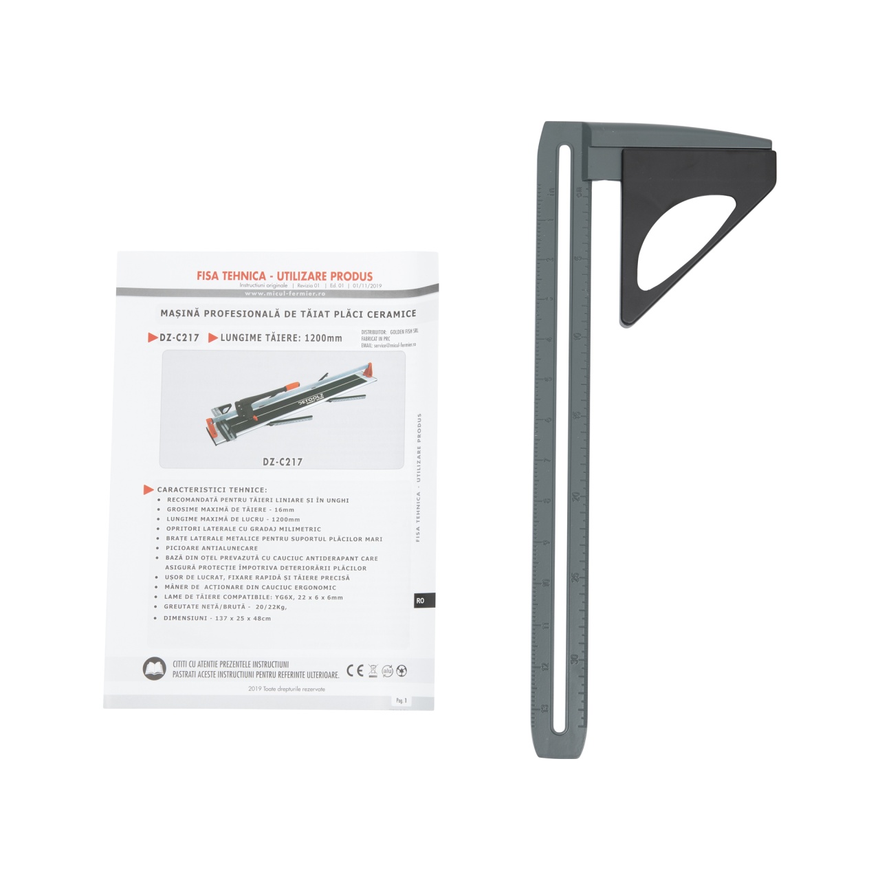 Dispozitiv pentru taiat placi ceramice Detoolz, lungime 1200mm - imagine 2