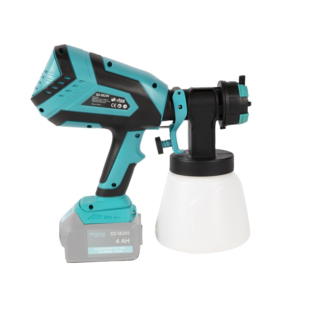 Pistol vopsit 18V 600ml/min rezervor 1000ml - imagine 3