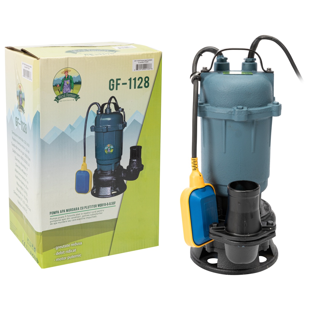 Pompa apa murdara Micul Fermier, 3 kW, debit maxim 25000 l/h, inaltime maxima de pompare 20 m, corp pompa fonta, cu plutitor - imagine 3