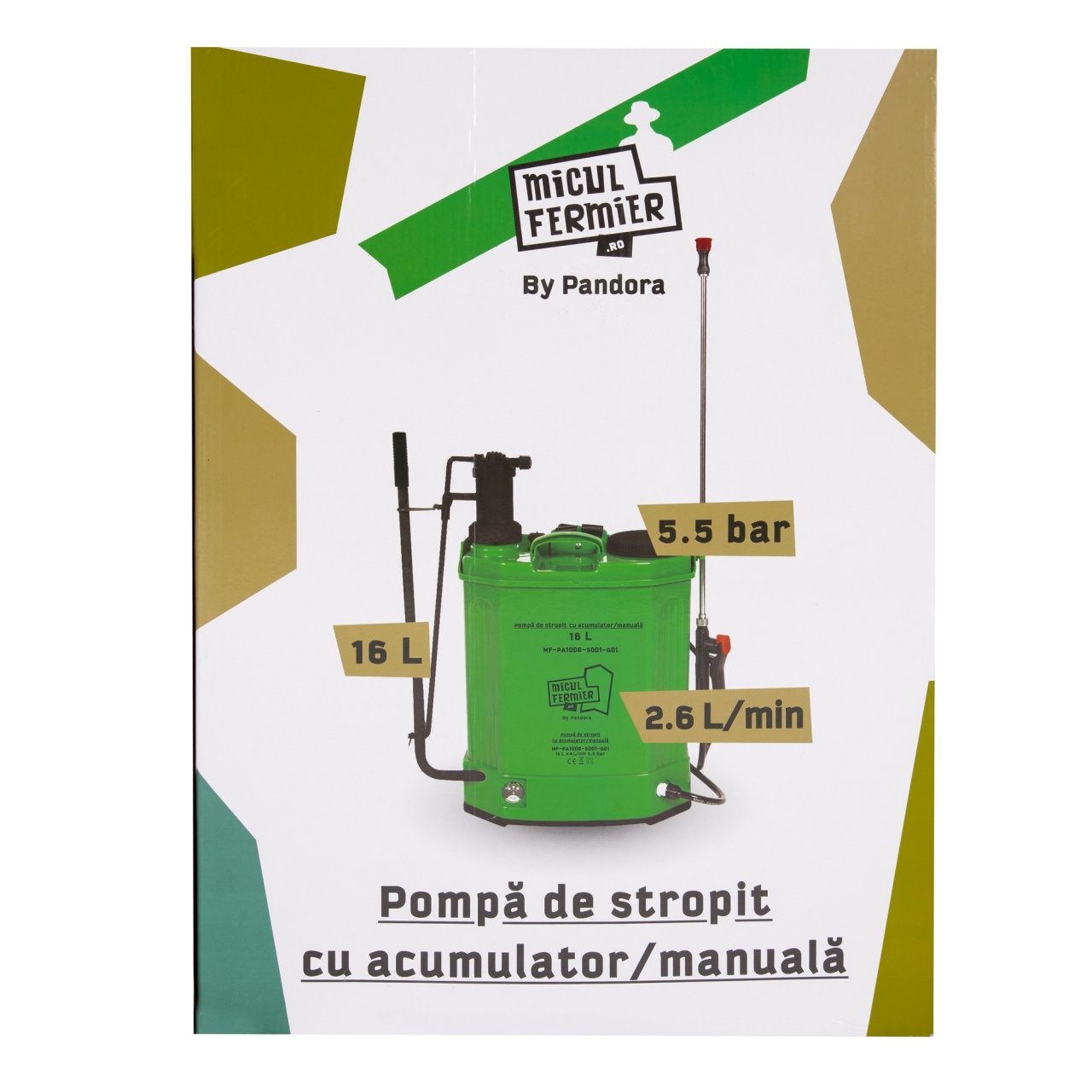 Pompa de stropit Micul Fermier, capacitate 16l, Pandora, utilizare manuala/acumulator - imagine 3