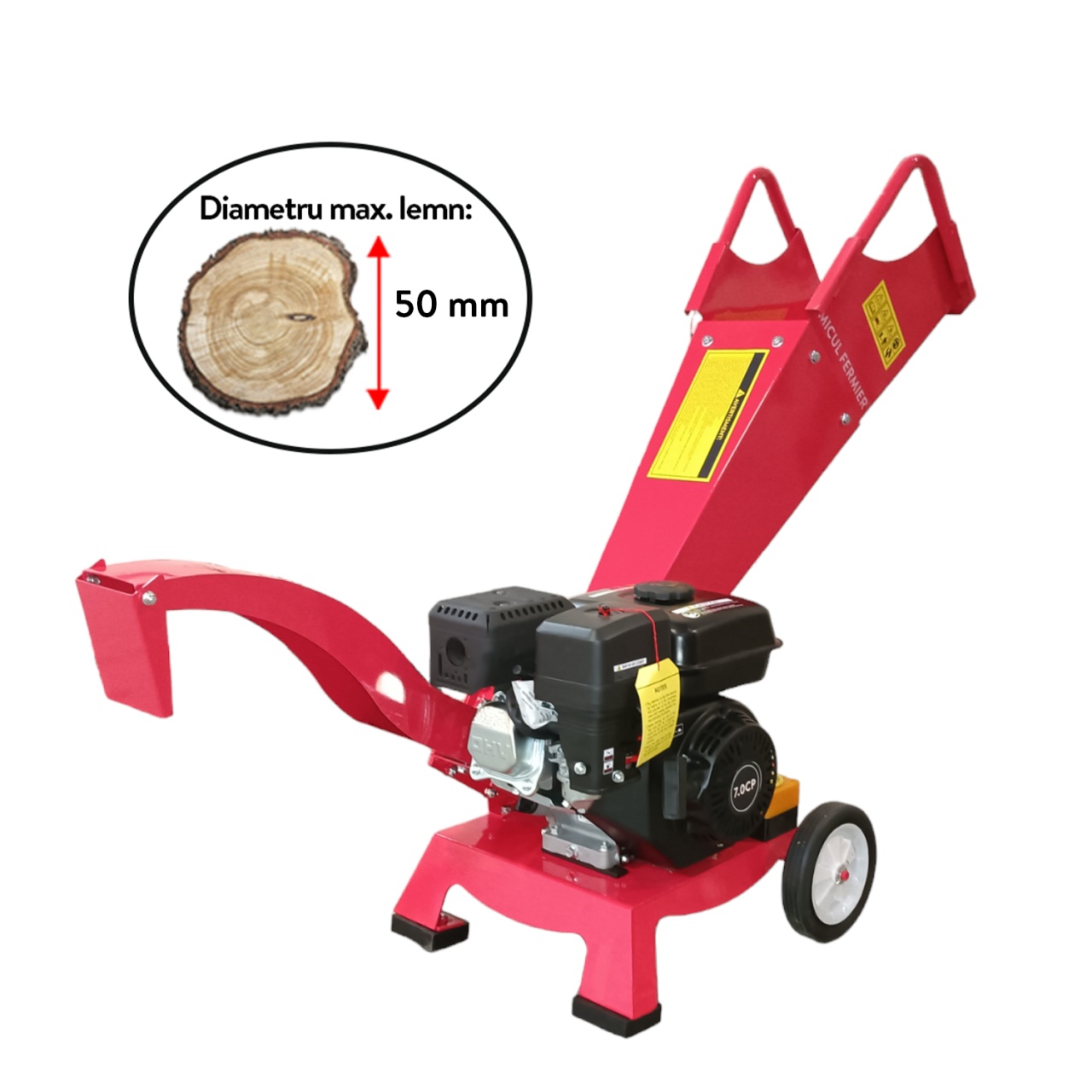 Tocatori de crengi - Tocator pentru crengi si vita de vie Micul Fermier, Ø50mm, motor benzina 7CP pentru rumegus