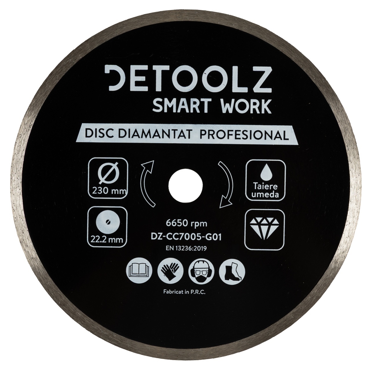 Polizoare - Disc diamantat continuu Detoolz 230x22.2mm, taiere umeda