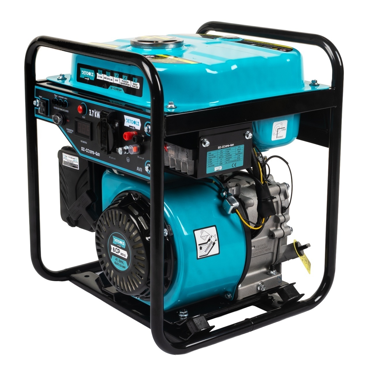 Generator Invertor Detoolz DZ-CC1370-G01, 3.7 KW, 1 Priza 230V, Motor Pe Benzina 4 Timpi, Pornire Manuala