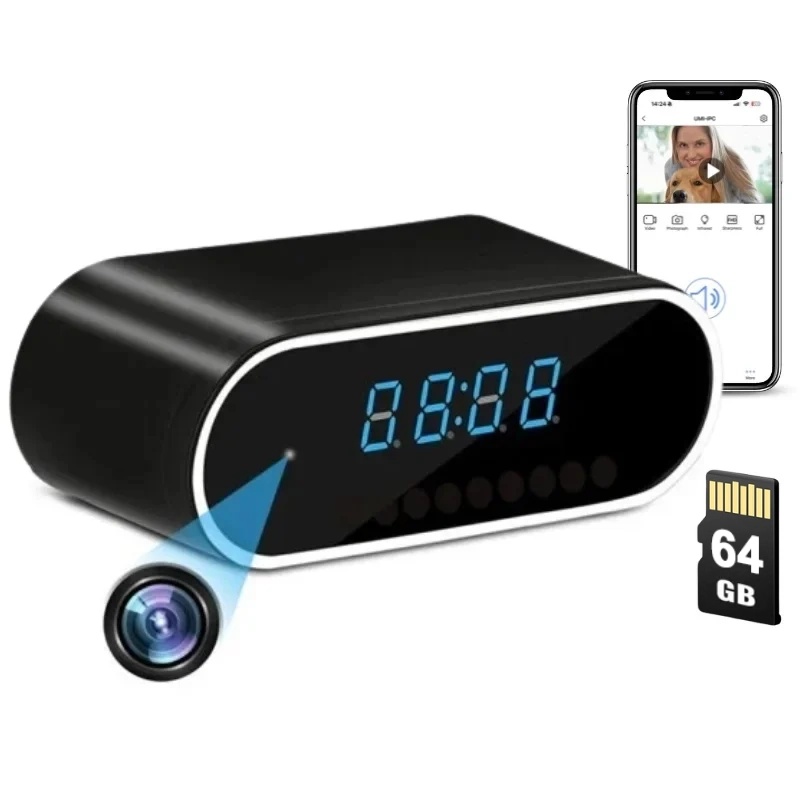 iUni Ceas Spion cu Camera Wi-Fi IP07, Full HD, 64GB, 160°, Night Vision, Senzor miscare, P2P