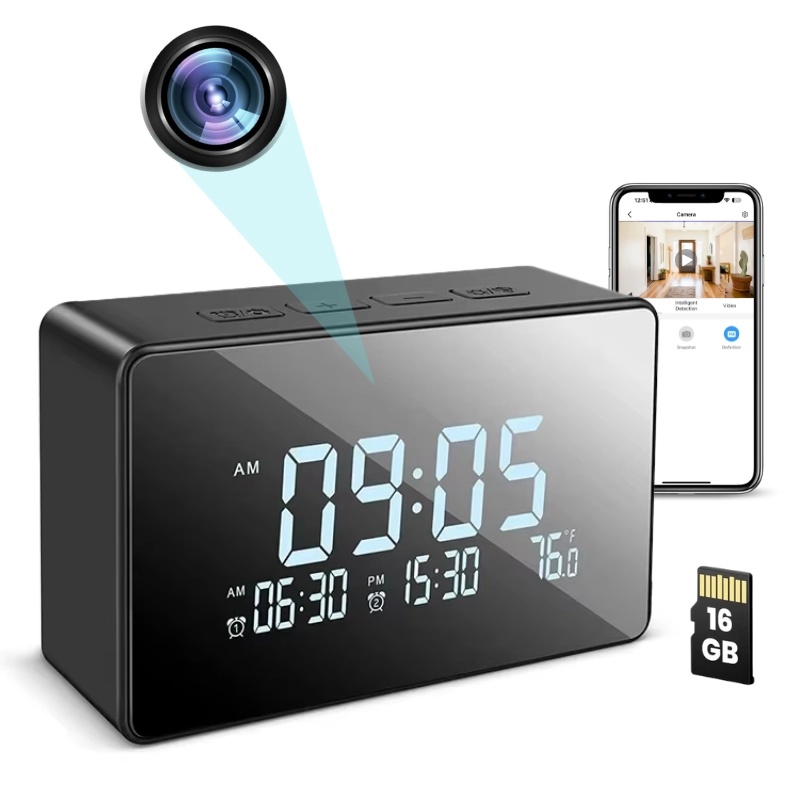 iUni Ceas cu Camera Spion IP61, Full HD, 16GB, Wi-Fi, Night Vision, Termometru interior