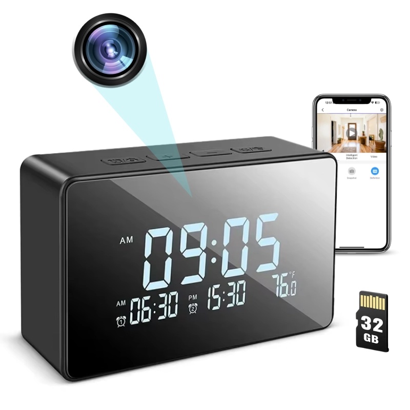 iUni Ceas cu Camera Spion IP61, Full HD, 32GB, Wi-Fi, Night Vision, Termometru interior