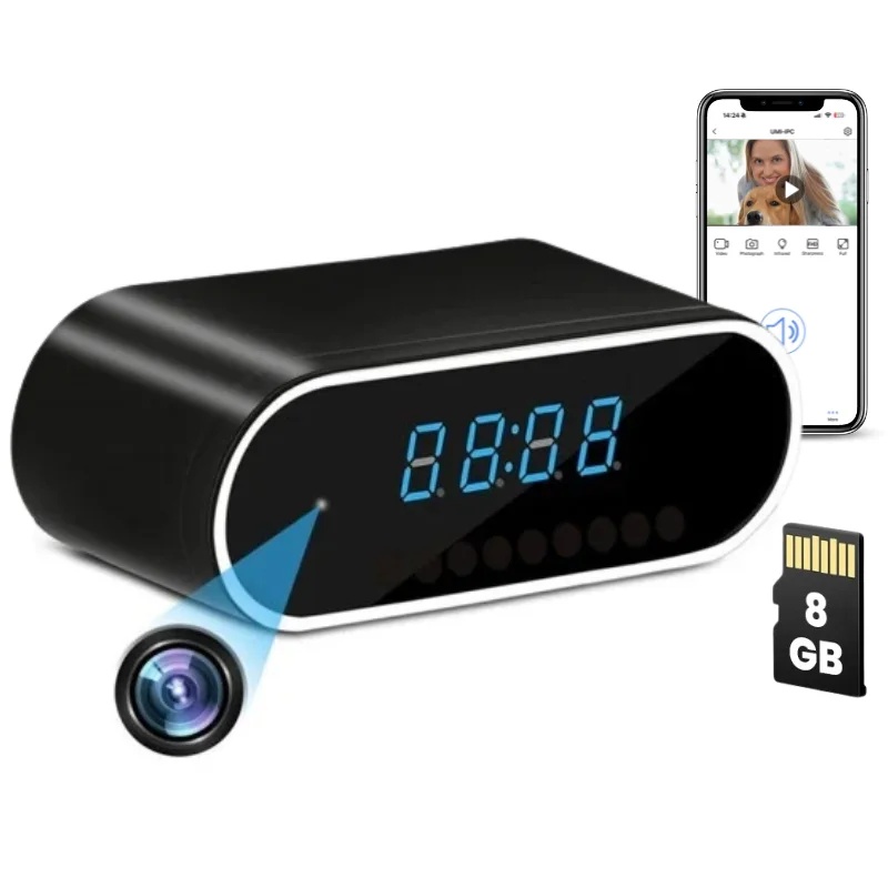 iUni Ceas Spion cu Camera Wi-Fi IP07, Full HD, 8GB, 160°, Night Vision, Senzor miscare, P2P