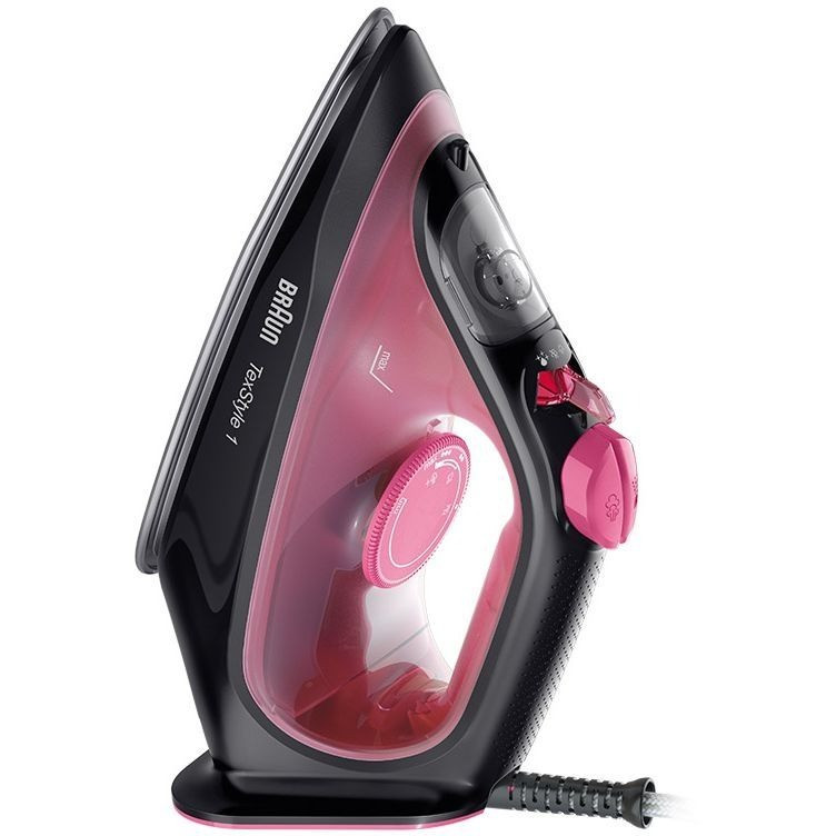 Fier de calcat Braun TexStyle 1 SI1070PU, 2000 W, abur variabil 25g/min, jet de abur 130g/min, rezervor 220 ml, talpa ceramica, sistem antipicurare, Negru/Violet