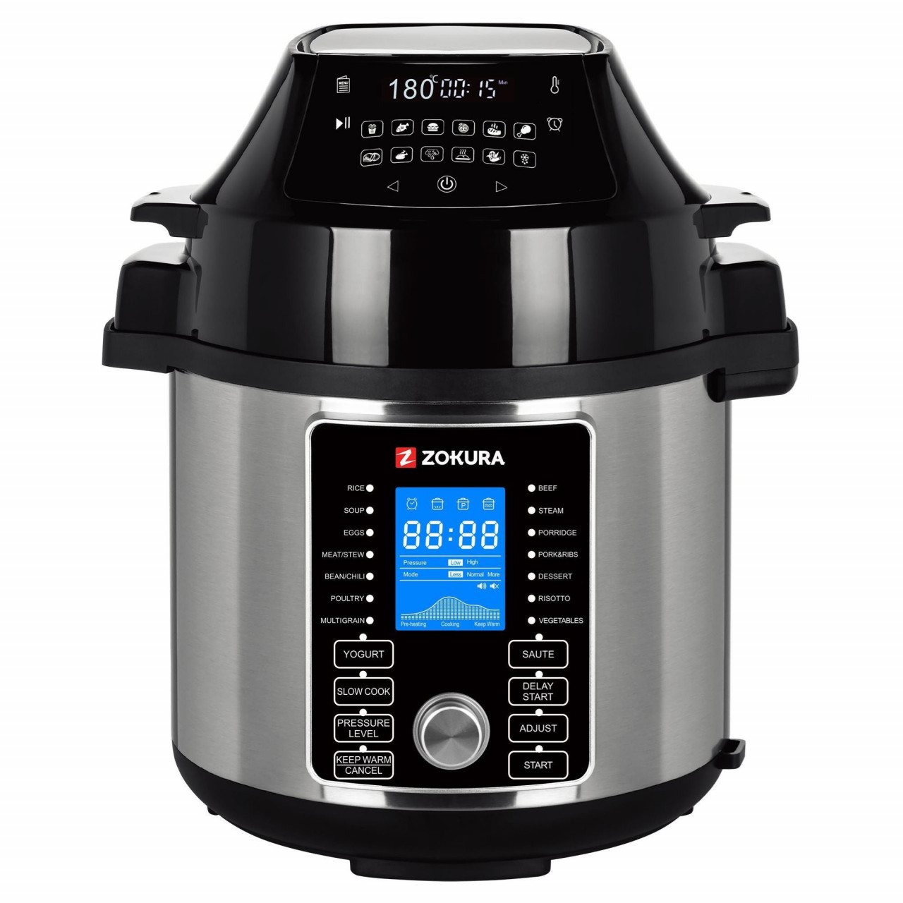 Multicooker / oala electrica sub presiune Zokura Z1229, 5.6 litri, 26 programe prestabilite, afisaj LCD