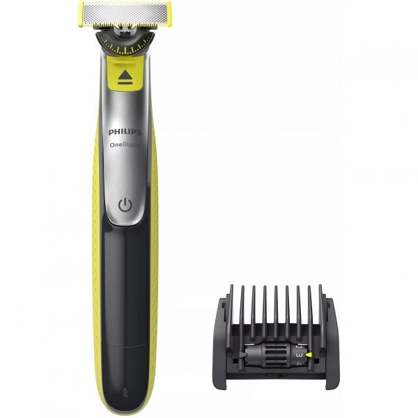 Aparat hibrid de barbierit si tuns barba Philips OneBlade 360 QP2730/20, pieptene reglabil 5 in 1, autonomie 60 min, Negru/Verde