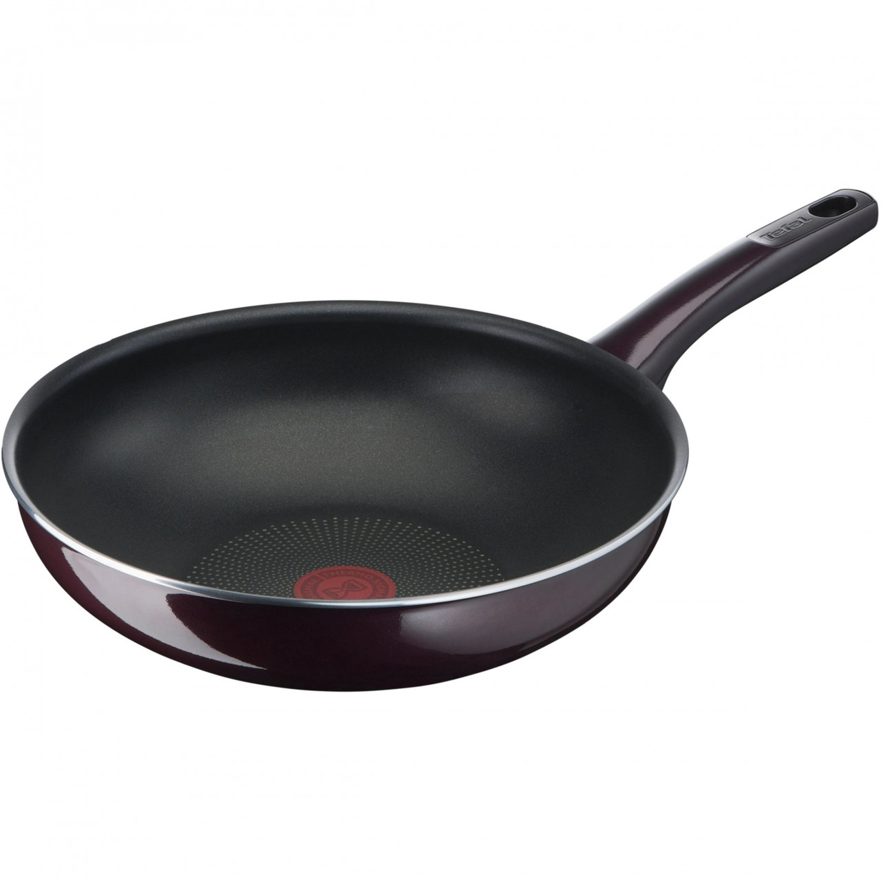 Tigaie Wok TEFAL Resist Intense D5221983, D28cm, H7.80cm, V3L, Lie de Vin Red