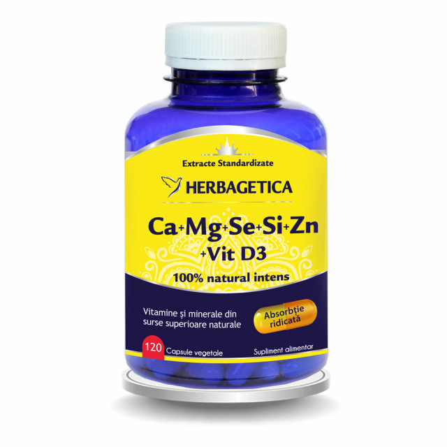 Ca+Mg+Se+Si+Zn cu Vitamina D3 Complex Forte - 120 cps