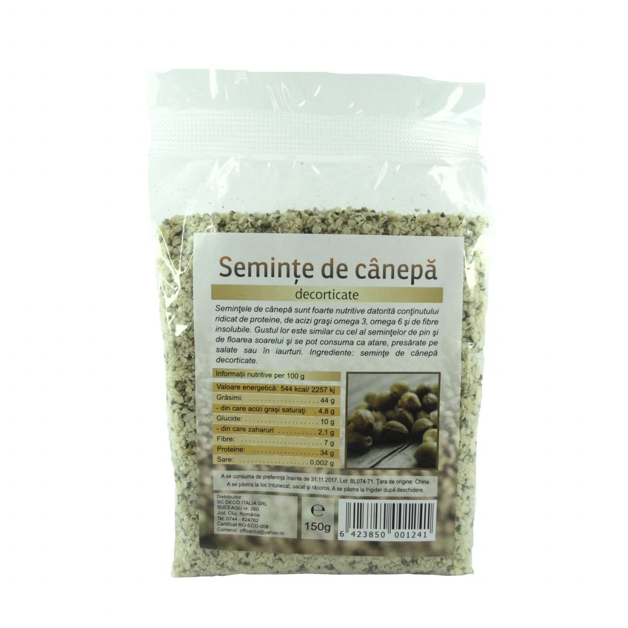 Seminte de canepa decorticate - 150 g